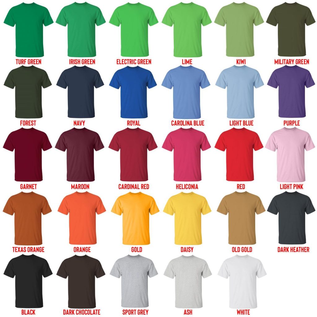 t shirt color chart - Machine Gun Kelly Store