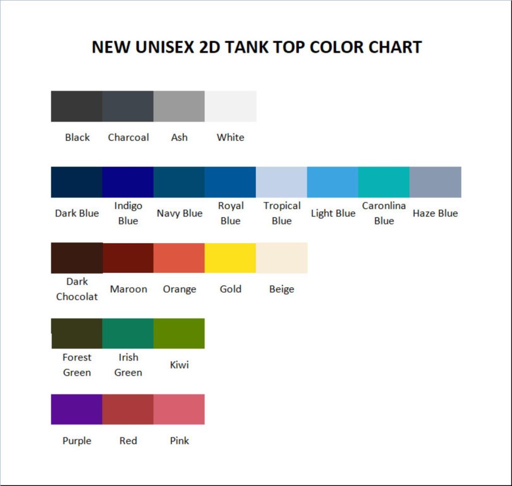 tank top color chart - Machine Gun Kelly Store